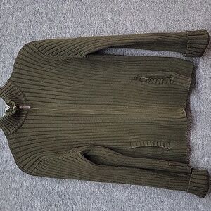 Ralph Lauren Green Knit Cardigan Full Front Zip Womens Size P/L